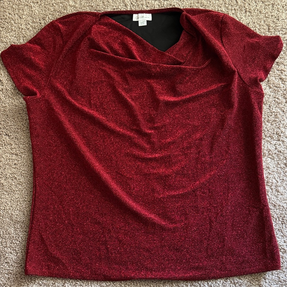 Jaclyn Smith Red Glitter Blouse